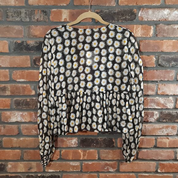 NWT Zara The Gina Tie-front Blouse in Sheer Daisy Print Bohemian Women's M - Picture 6 of 8